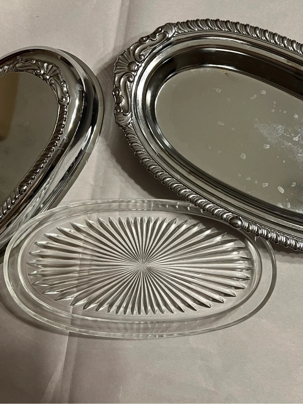 Silver Glass-Insert Butter Tray - Elegant Oval Butter Dish